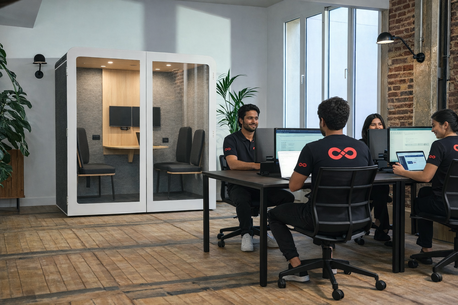 Team collaborating in modern office